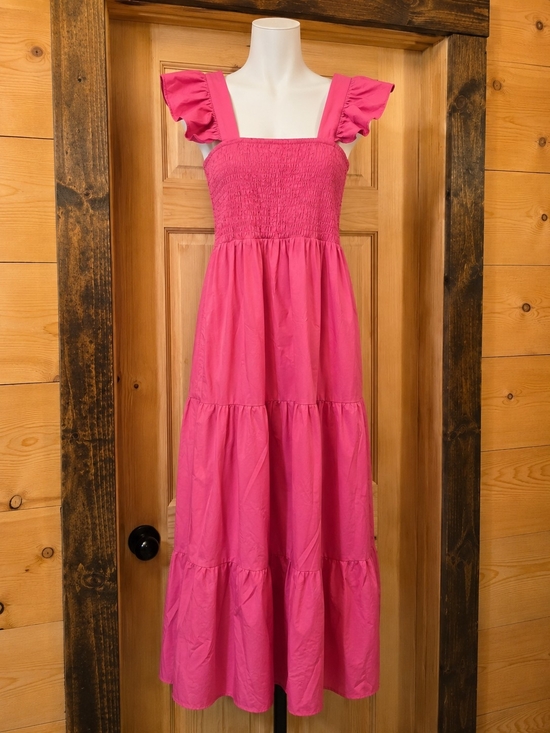 Dresses & Skirts - Women’s Pink Ruffle Sleeve Tiered Sundress